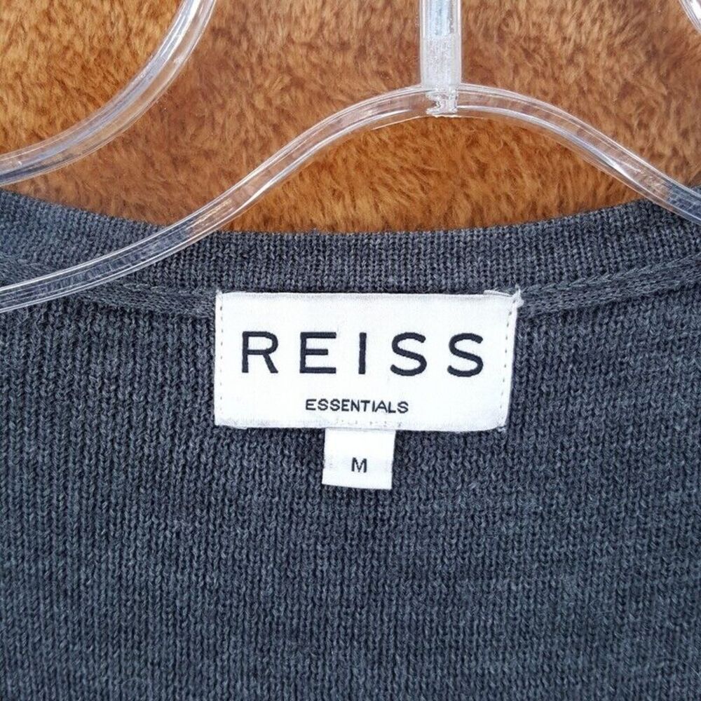 REISS Sweater Womens Medium Gray Open Draped Cardigan Merino Wool Blend - Picture 2 of 8